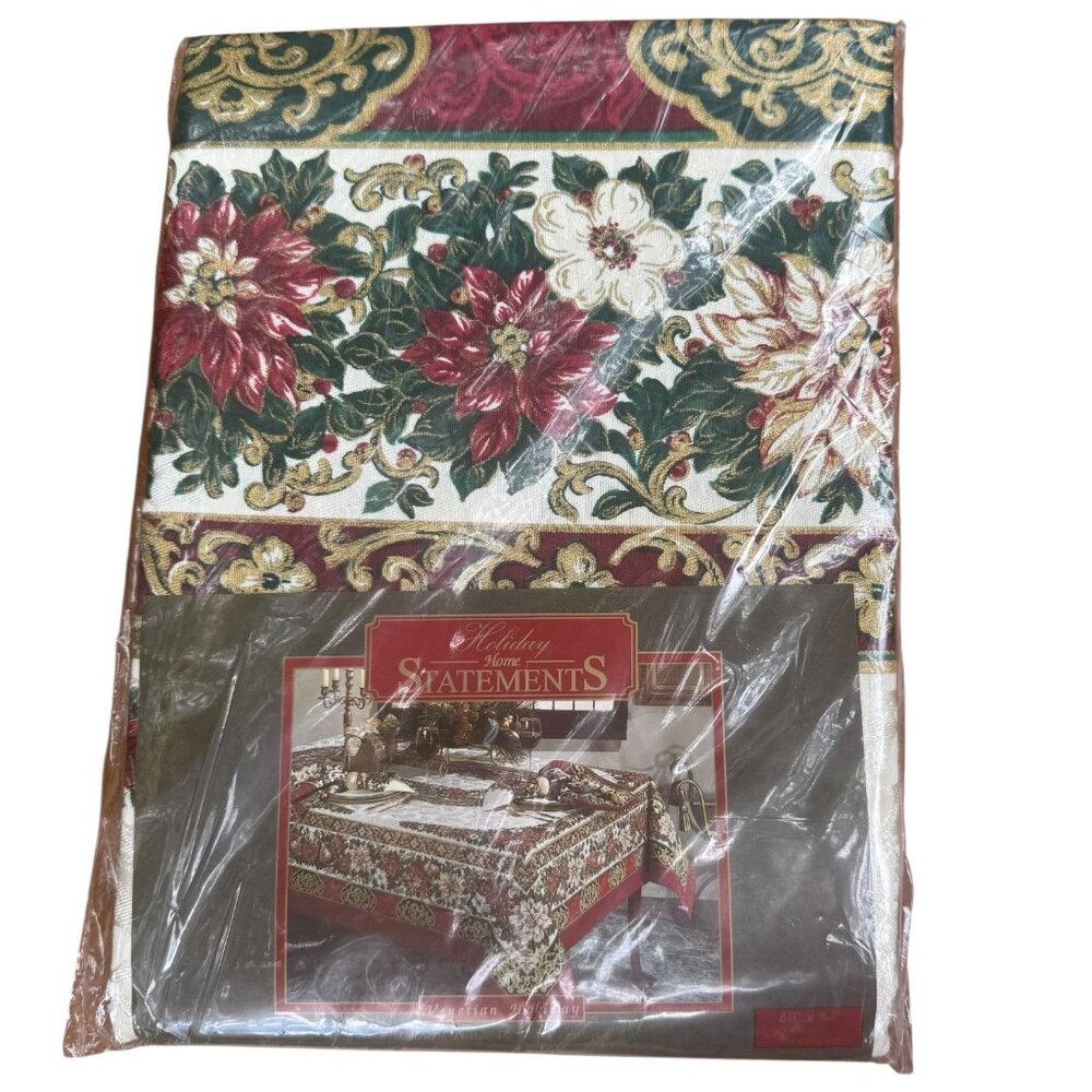 Holiday Statements Venetian Holiday 60X84" Obl Tablecloth Red/Grn/Gold Floral